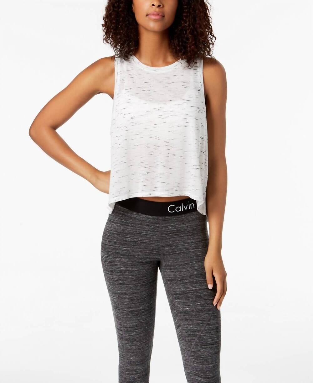 NEW CALVIN KLEIN activewear performance fitness workout tank top in mist heather